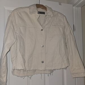 ZARA Women's Cream Denim Jacket